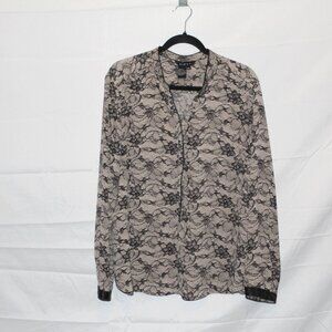 Brand: Light, Blouse, Lace Pattern Print, Long Sleeve, XL